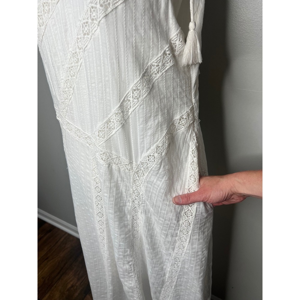 Free People Bella Maxi Dress Ivory Lace One Shoulder Boho Beach Dress Women's L - Picture 5 of 10